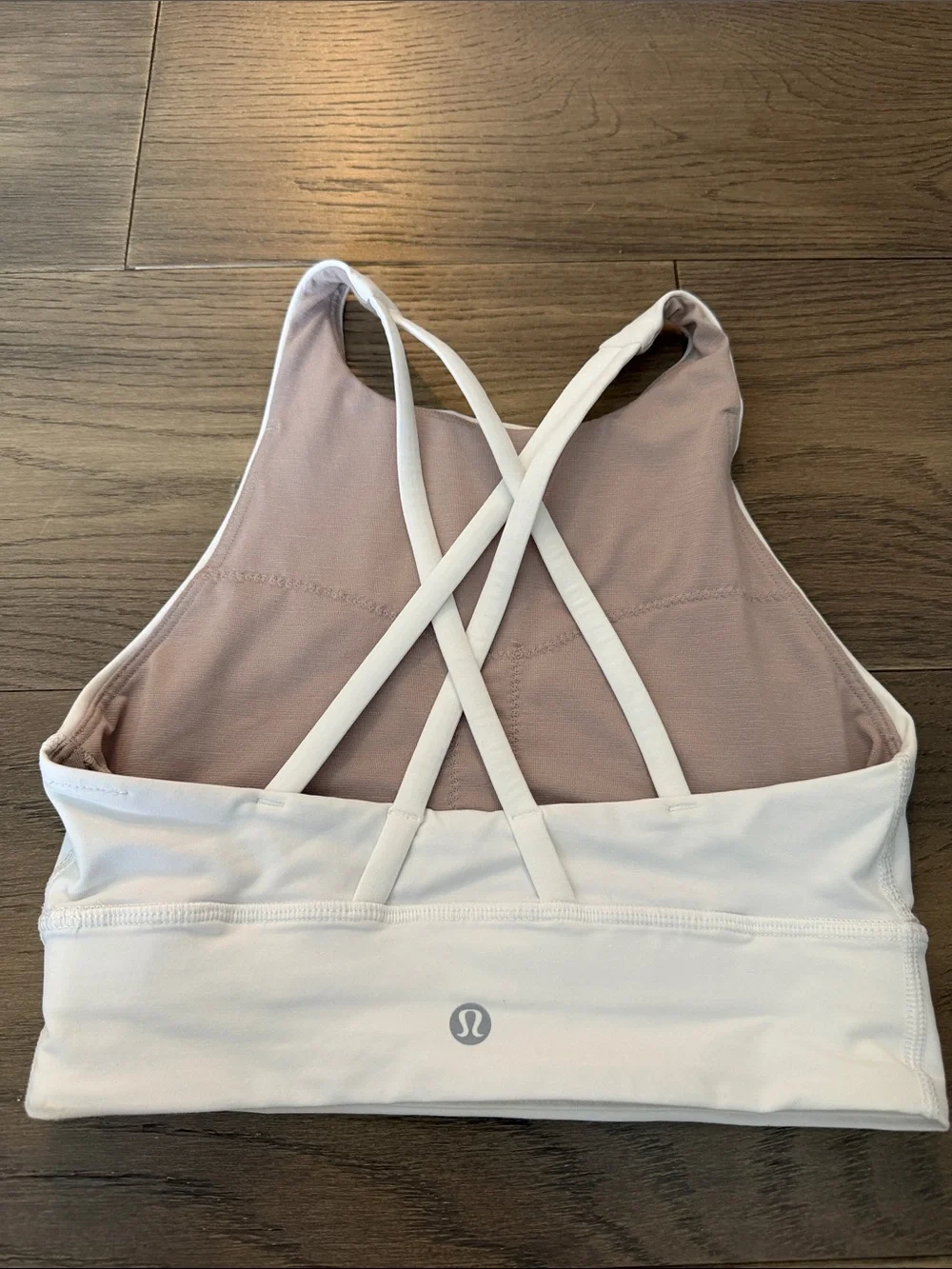 lululemon athletica White Sports Bra with Black Logo ED CURTIS